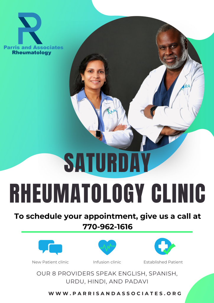 Saturday clinics available at Parris and Associates Rheumatology